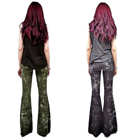 REGULAR LENGTH Tie Dye Bell Bottoms - High Waisted Tie Dyed Bells Boho Festival - Picture 4 of 10